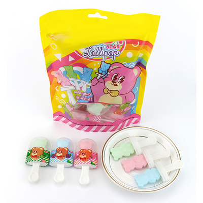 In zakken geperste Candy Teddybeer Lollipop / Bear Tablet Lollipop Candy OEM