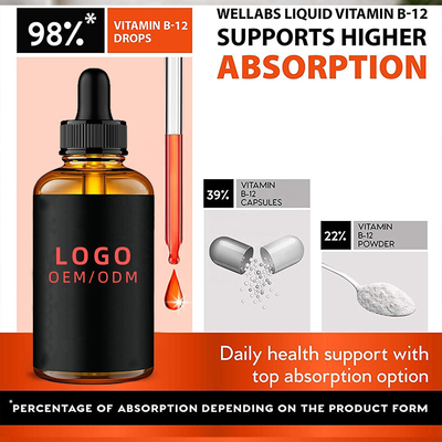De organische Sublingual Vloeibare Veganist B12 Vloeibare Methylcobalamin Max Absorption Energy Boost Vitamin B12 Dro van Vitamineb12 Dalingen