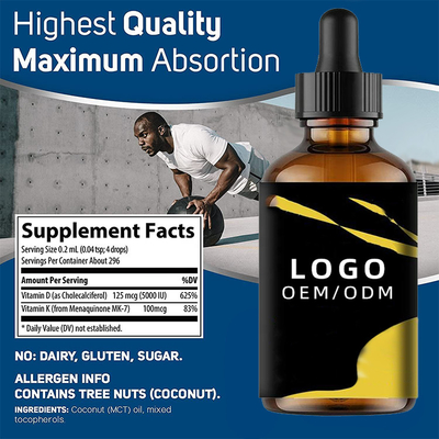 Organische van de de Olie Omega Vitamine van Vitamined3 K2 Dalingen MCT Vloeibare 5000 IU OEM van D