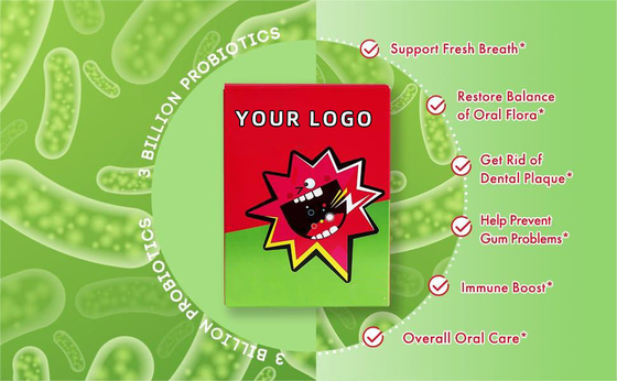 Sugar Free Oral Probiotic Bubble-Ruitentablet 3 Miljard CFU voor de Gezondheid van Tandengommen en Verse Adem